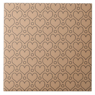 Tan och Black Kärlek Hearts och Polka dots mönster Kakelplatta