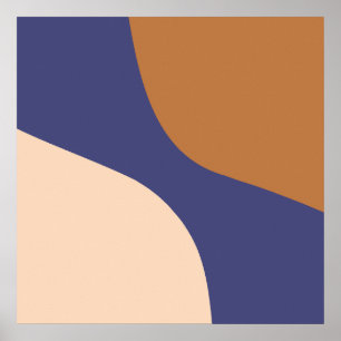 Tan- och Blue Minimalist Swirl-former Poster