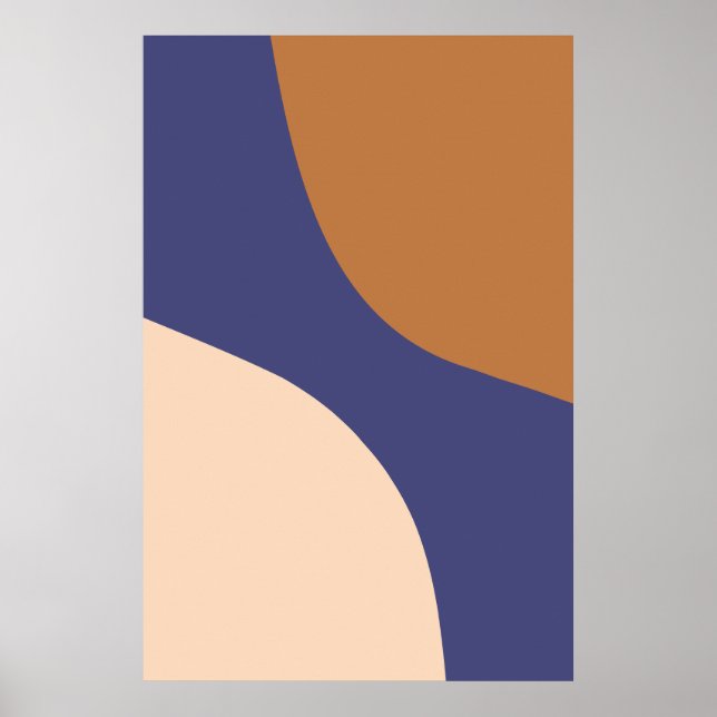 Tan- och Blue Minimalist Swirl-former Poster (Framsidan)