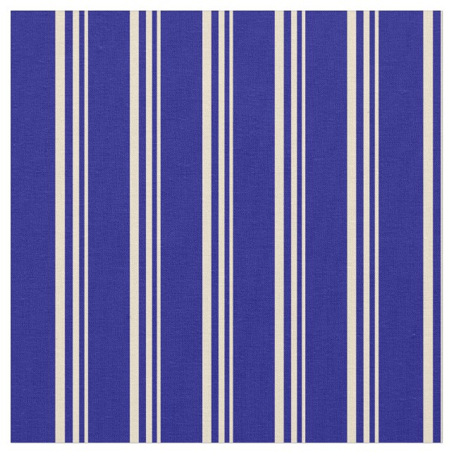 Tan och Blue Stripe Mönster Tyg (Närbild)