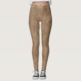 Tan och Brown Faux Leather Leggings