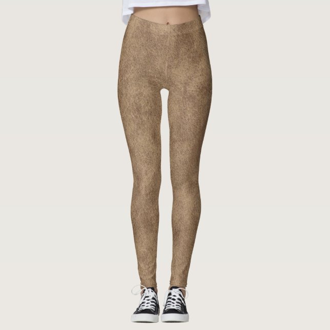 Tan och Brown Faux Leather Leggings (Framsida)