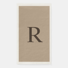 Tan- och Brown Monogrammed-minimalistisk Neutralt Pappersservett