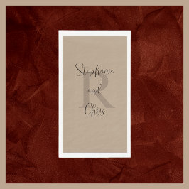 Tan och Brown Namn Monogram Papper Guest Towel Pappersservett
