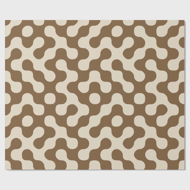 Tan och Brun Mid Century Modern Geometriska Pricka Presentpapper (Platt)