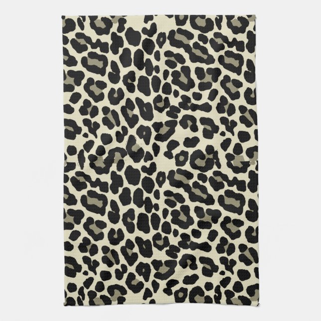 Tan och Coffee Leopard Skriv ut Mönster Kökshandduk (Vertikal)