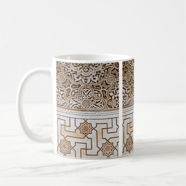 Tan och Cream Arabesque Mosaic Mönster Kaffemugg (Vänster)