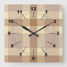 Tan och Cream Tartan Fyrkantig Klocka