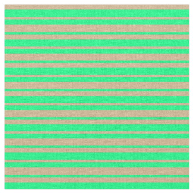 Tan och Grönt Mönster Tyg (Närbild)