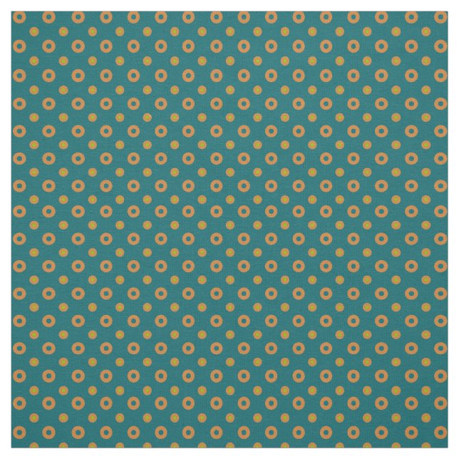 Tan och Grönt Quirky Polka dots på Teal Mönster Tyg (Provkarta)