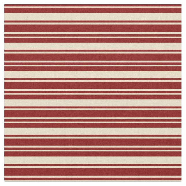 Tan och Maroon Stripe Mönster Tyg (Närbild)