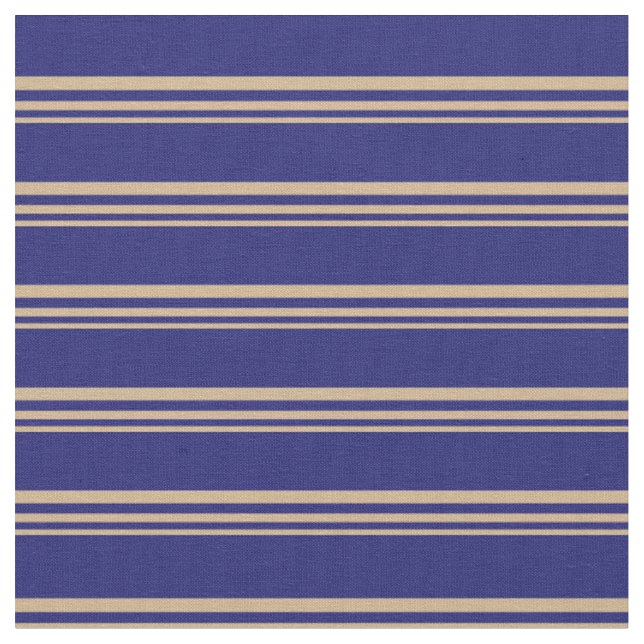 Tan och Midnight Blue Linted/Stripe Mönster Tyg (Närbild)