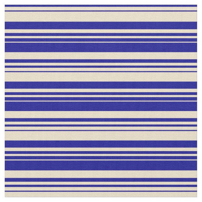 Tan och Mörk blått Linjer Mönster Tyg (Närbild)