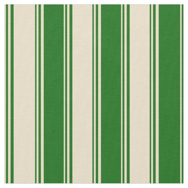 Tan och Mörk grönt stripe Mönster Tyg (Närbild)