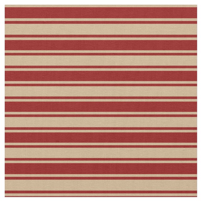 Tan och Mörk Red Färgad Stripe Mönster Tyg (Närbild)