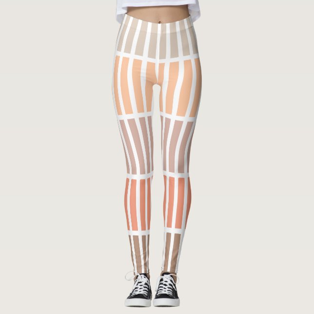 Tan- och Orange block med rektanglar Leggings (Framsida)