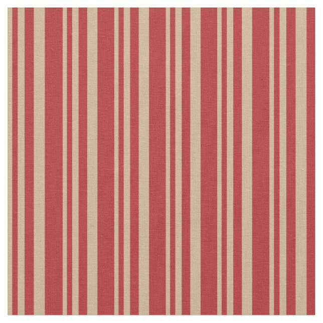 Tan och Red Färgad Rand/Linjer Mönster Tyg (Närbild)