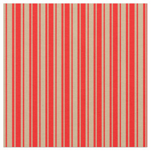 Tan och Red Led/Stripe Mönster Tyg
