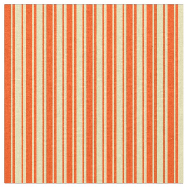 Tan och Red Stripe/LINN Mönster Tyg (Närbild)