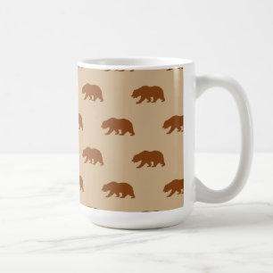 Tan och Saddle Brown Grizzly Bear Mönster Kaffemugg