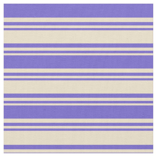 Tan och Slate Blue Färgad Linjer Tyg (Närbild)