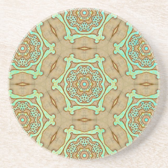 Tan och Turquise Arabesque Underlägg (Framsidan)