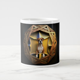 Tan Och Vit Boxerhund I En Futuristisk Ram Jumbo Mugg