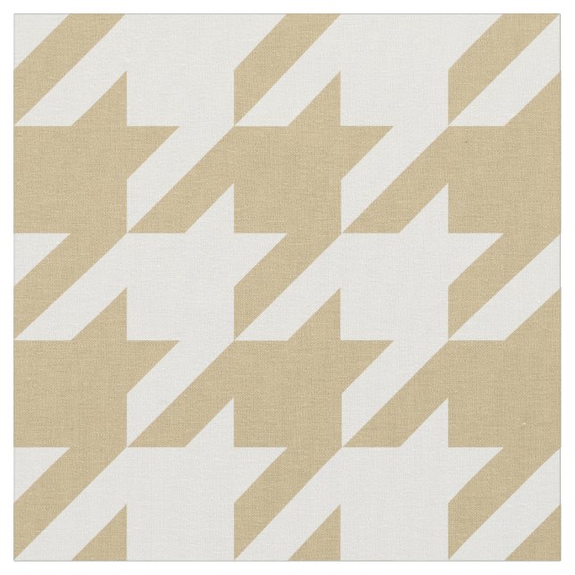Tan- och White Houndstooth-kontroll Tyg (Närbild)