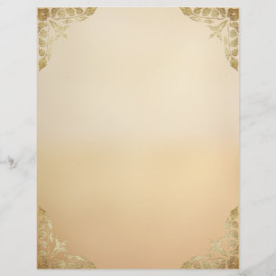 Tan Ombre med Guld-filigree-hörnen Brevhuvud