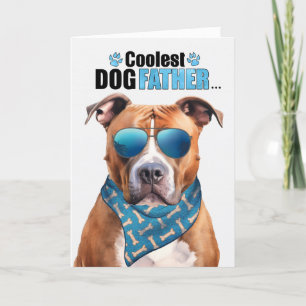 Tan Pit Bull Dog Coolest Pappa Fars dag Helgkort