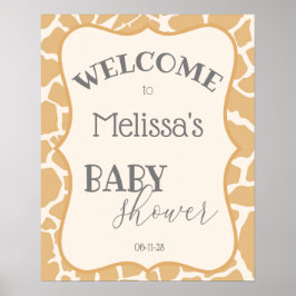 Tan Pojke Giraffe Baby Shower Poster