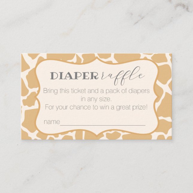 Tan Pojke Giraffe Diaper Raffle Tilläggskort (Framsida)