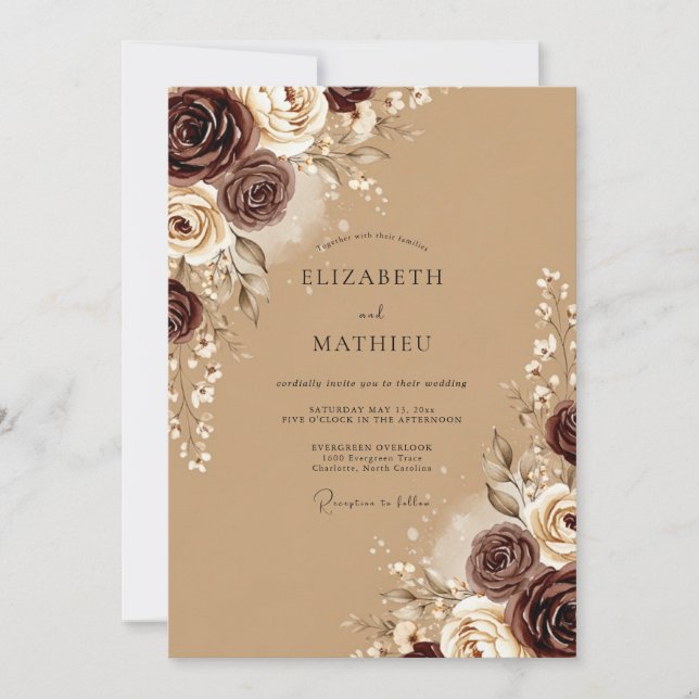 Tan Polished Autumnal Wedding Inbjudningar (Framsida)
