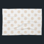 Tan polka dots kökshandduk<br><div class="desc">Tan polka dots på vit bakgrund</div>