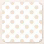 Tan polka dots underlägg papper kvadrat<br><div class="desc">Tan polka dots på vit bakgrund</div>