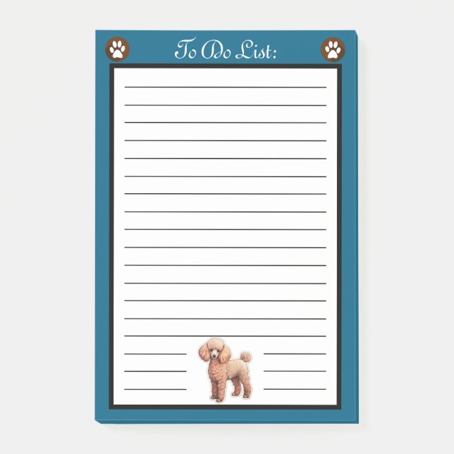 Tan Poodle Dog To Do List Post-it Block (Framsida)