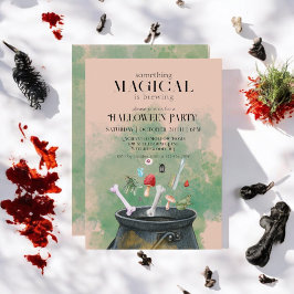 Tan Potions & Spådomars Witches Cauldron Halloween Inbjudningar