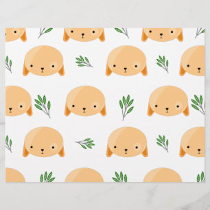 Tan Puppy Hundar med Grass Scrapbook Papper Reklamblad