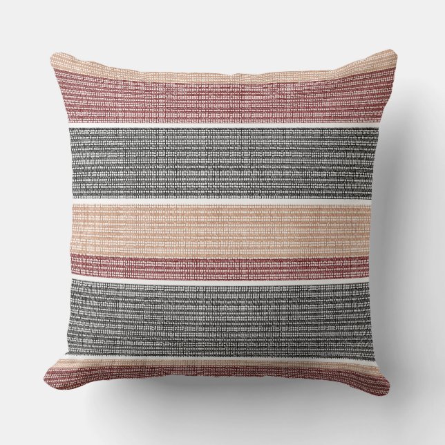 Tan Red Black White Tiny Squares Thick Rand Kudde (Framsida)