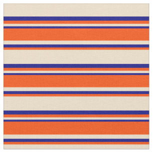 Tan, Red och Blue Färgad Stripe Mönster Tyg