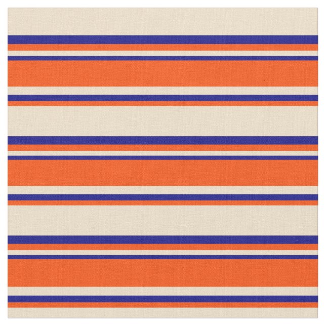 Tan, Red och Blue Färgad Stripe Mönster Tyg (Närbild)