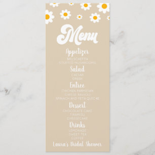 Tan Retro Daisy Flower Möhippa Food Meny