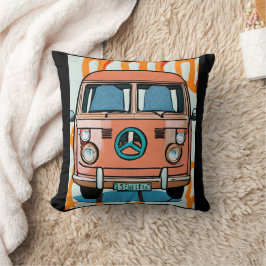 Tan Retro Hippie Skåp Vintage Färger Konst Kudde