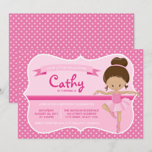 Tan Rosa Ballerina Birthday-inbjudan Inbjudningar