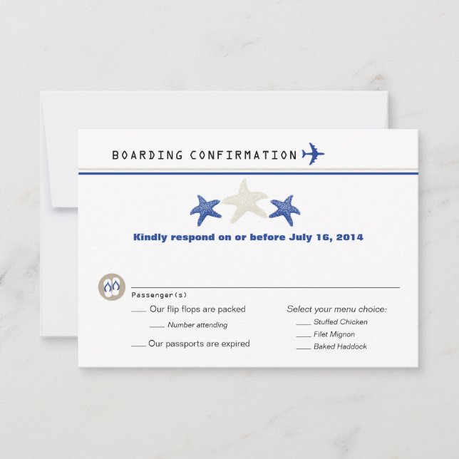 Tan Royal Blue Starfish Boarding Pass OSA Kort (Framsida)