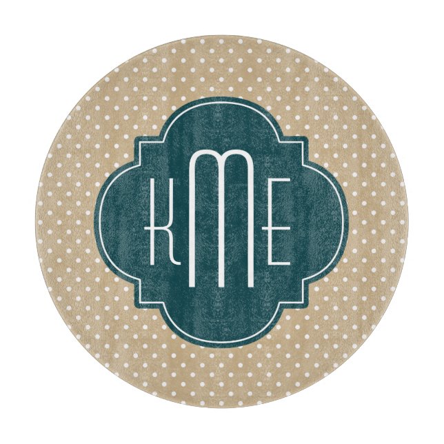 Tan Sand Polka dots Teal Quatrefoil Monogram (Framsidan)