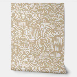 Tan Serenity: Whimsical Doodle