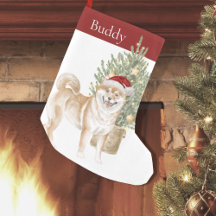 Tan Shiba Inu Julgran Watercolor Pet