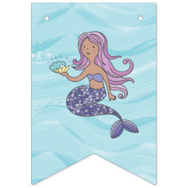 Tan Skin Lila Sjöjungfru under Havsdagen Vimplar