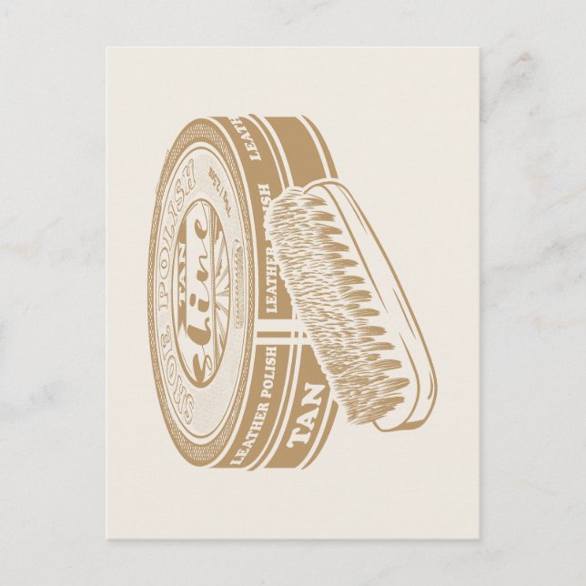 Tan skorstenspoleringsburk popkonst vykort (Framsida)